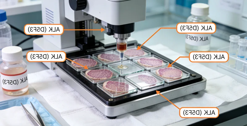 病理科医生进行乳腺癌组织样本处