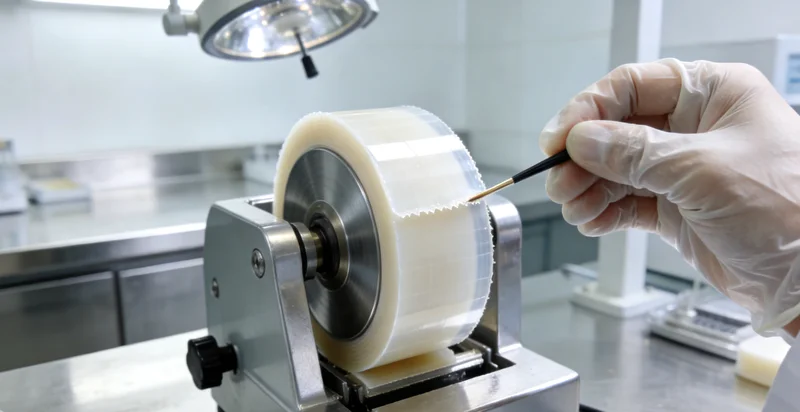 高倍显微镜下显示部分肿瘤细胞膜