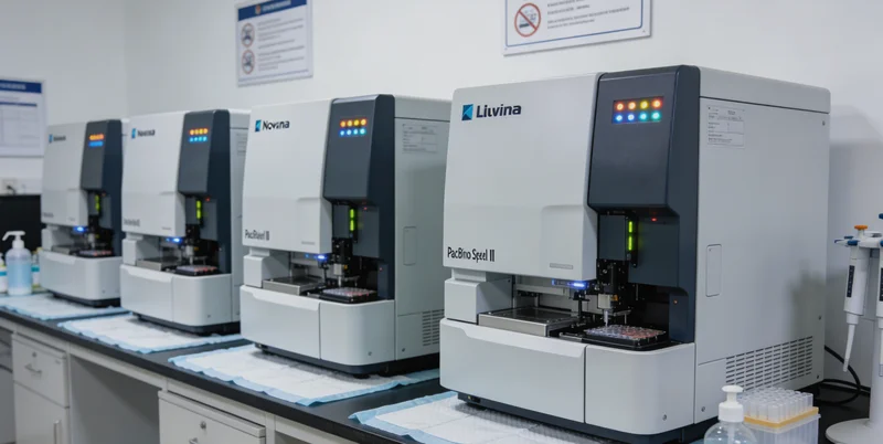 基因测序仪分析DNA序列示意图