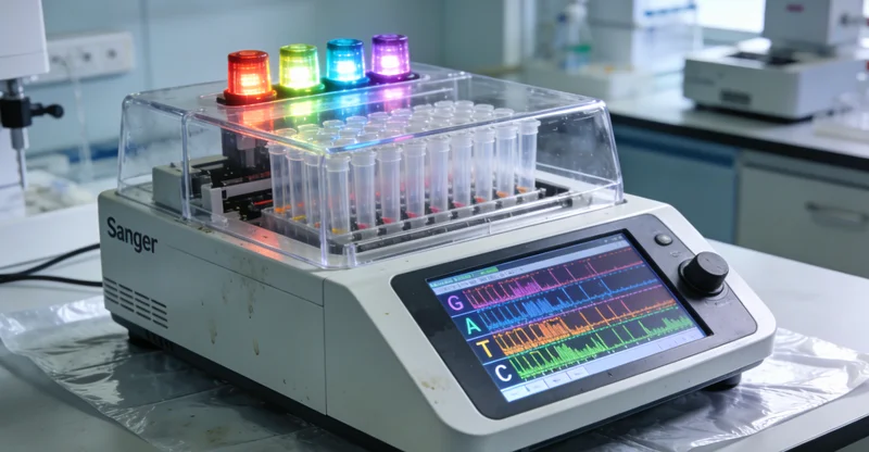 科学家在实验室进行基因测序数据