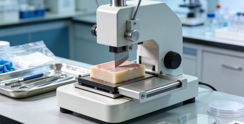 病理实验室处理肿瘤组织样本进行