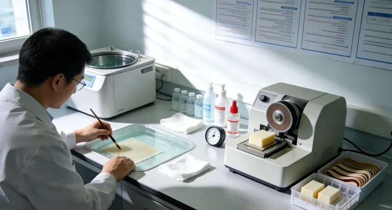 医生在诊室内向患者解释基因检测