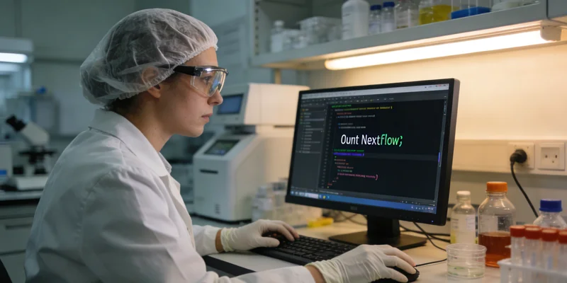 基因测序实验室中技术人员操作高