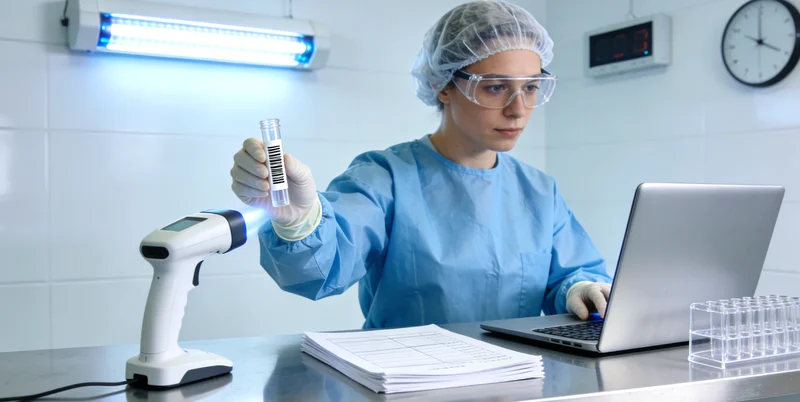 实验室中的高通量测序仪在进行基