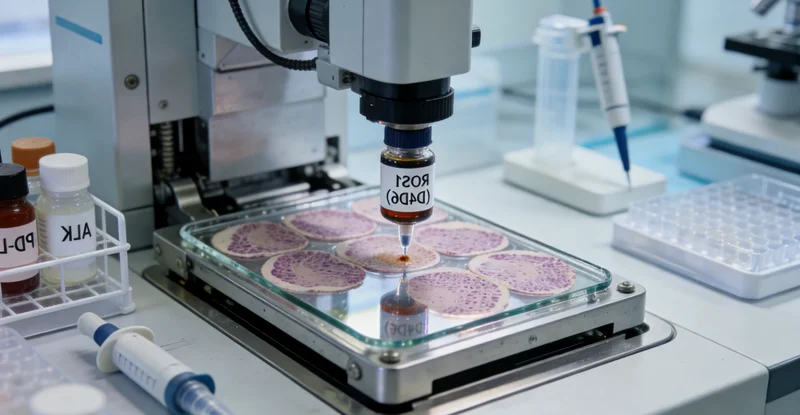 显微镜下肿瘤组织免疫组化染色切