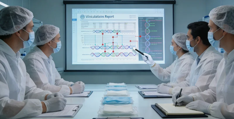 医生与患者共同商讨基因检测结果