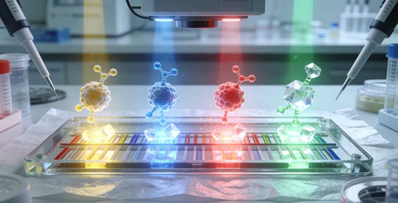 基因检测原理示意图，展示DNA