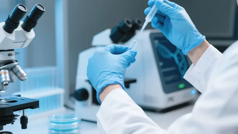 实验室人员处理血液样本提取DNA