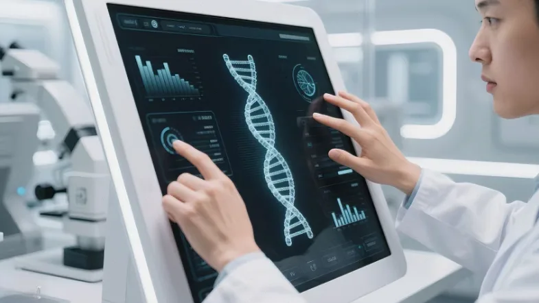 实验员使用精密移液器进行DNA提取操作